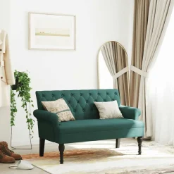 vidaXL Sitzbank mit Rückenlehne Dunkelgrün 120x62x75,5 cm Stoff