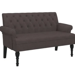 vidaXL Sitzbank mit Rückenlehne Dunkelbraun 120x62x75,5 cm Stoff