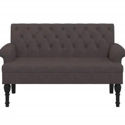 vidaXL Sitzbank mit Rückenlehne Dunkelbraun 120x62x75,5 cm Stoff
