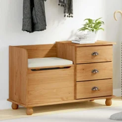 vidaXL Sitzbank mit Stauraum mit Speicher ASKIM Braun 100 x 39 x 62 cm