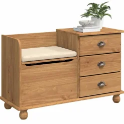 vidaXL Sitzbank mit Stauraum mit Speicher ASKIM Braun 100 x 39 x 62 cm
