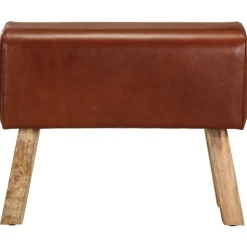 vidaXL Sitzbank Turnbock-Design 58cm Braun Echtleder Mango Massivholz