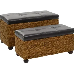 vidaXL Sitzbank-Set 2-tlg. Seegras Braun