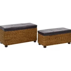 vidaXL Sitzbank-Set 2-tlg. Seegras Braun