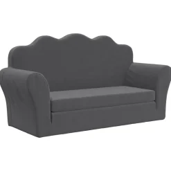 vidaXL 2-Sitzer Schlafsofa für Kinder Anthrazit Weicher Plüsch