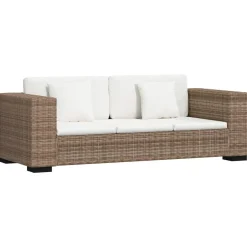 vidaXL 3-Sitzer Sofa Echtes Rattan