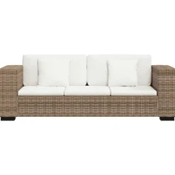 vidaXL 3-Sitzer Sofa Echtes Rattan