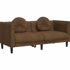 vidaXL 2-Sitzer Sofa mit Kissen Braun Kunstleder Wildleder-Optik