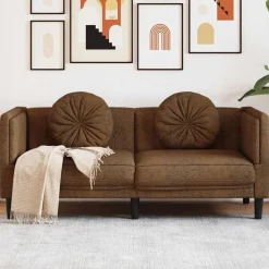 vidaXL 2-Sitzer Sofa mit Kissen Braun Kunstleder Wildleder-Optik