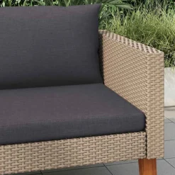 vidaXL 1-Sitzer-Gartensofa mit Auflagen Poly Rattan Beige