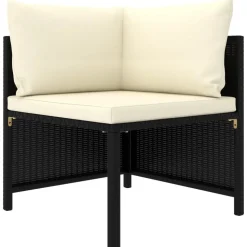 vidaXL 4-Sitzer-Gartensofa mit Auflagen Schwarz Poly Rattan