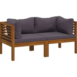vidaXL 2-Sitzer-Gartensofa mit Kissen Massivholz Akazie