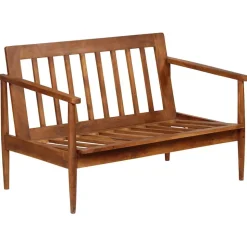 vidaXL 2-Sitzer-Sofa Echtleder Akazienholz Braun