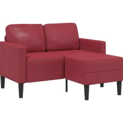 vidaXL 2-Sitzer-Sofa mit Chaiselongue L-Form Weinrot 125 cm Kunstleder