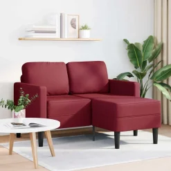 vidaXL 2-Sitzer-Sofa mit Chaiselongue L-Form Weinrot 125 cm Kunstleder
