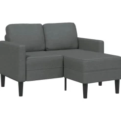 vidaXL 2-Sitzer-Sofa mit Chaiselongue L-förmig Dunkelgrau 125 cm Stoff
