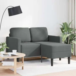 vidaXL 2-Sitzer-Sofa mit Chaiselongue L-förmig Dunkelgrau 125 cm Stoff