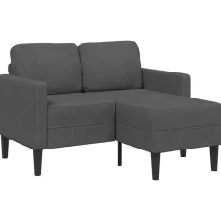 vidaXL 2-Sitzer-Sofa mit Chaiselongue L-förmig Dunkelgrau 125 cm Leinen