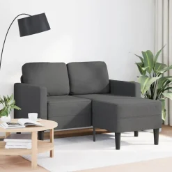 vidaXL 2-Sitzer-Sofa mit Chaiselongue L-förmig Dunkelgrau 125 cm Leinen