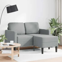 vidaXL 2-Sitzer-Sofa mit Chaiselongue L-Form Hellgrau 125 cm Stoff
