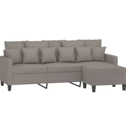 vidaXL 3-Sitzer-Sofa mit Hocker Taupe 180 cm Stoff