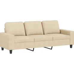vidaXL 3-Sitzer-Sofa mit Hocker Creme 180 cm Stoff