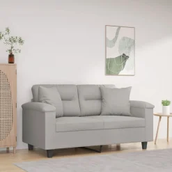 vidaXL 2-Sitzer-Sofa mit Kissen Hellgrau 120 cm Mikrofasergewebe