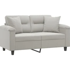 vidaXL 2-Sitzer-Sofa mit Kissen Hellgrau 120 cm Mikrofasergewebe