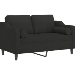 vidaXL 2-Sitzer-Sofa mit Zierkissen Schwarz 120 cm Stoff
