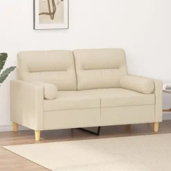 vidaXL 2-Sitzer-Sofa mit Zierkissen Creme 120 cm Stoff
