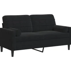 vidaXL 2-Sitzer-Sofa mit Zierkissen Schwarz 140 cm Samt
