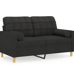 vidaXL 2-Sitzer-Sofa mit Zierkissen Schwarz 120 cm Stoff