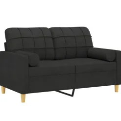vidaXL 2-Sitzer-Sofa mit Zierkissen Schwarz 120 cm Stoff