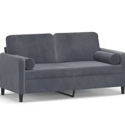 vidaXL 2-Sitzer-Sofa mit Zierkissen Dunkelgrau 140 cm Samt