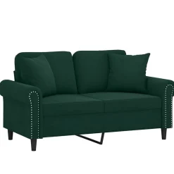 vidaXL 2-Sitzer-Sofa mit Zierkissen Dunkelgrün 120 cm Samt