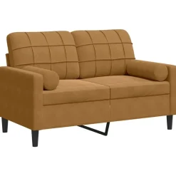 vidaXL 2-Sitzer-Sofa mit Zierkissen Braun 120 cm Samt