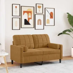 vidaXL 2-Sitzer-Sofa mit Zierkissen Braun 120 cm Samt