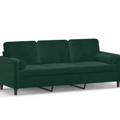 vidaXL 3-Sitzer-Sofa mit Zierkissen Dunkelgrün 180 cm Samt
