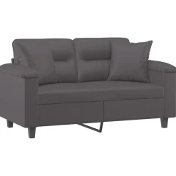 vidaXL 2-Sitzer-Sofa mit Zierkissen Grau 120 cm Kunstleder