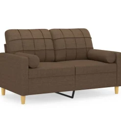 vidaXL 2-Sitzer-Sofa mit Zierkissen Braun 120 cm Stoff