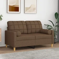 vidaXL 2-Sitzer-Sofa mit Zierkissen Braun 120 cm Stoff