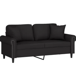 vidaXL 2-Sitzer-Sofa mit Zierkissen Schwarz 140 cm Samt
