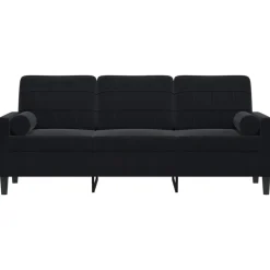 vidaXL 3-Sitzer-Sofa mit Zierkissen Schwarz 180 cm Samt
