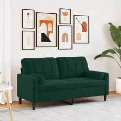 vidaXL 2-Sitzer-Sofa mit Zierkissen Dunkelgrün 140 cm Samt