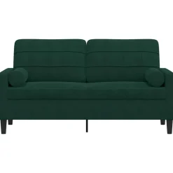 vidaXL 2-Sitzer-Sofa mit Zierkissen Dunkelgrün 140 cm Samt