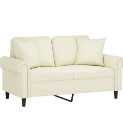 vidaXL 2-Sitzer-Sofa mit Zierkissen Creme 120 cm Samt