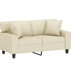 vidaXL 2-Sitzer-Sofa mit Zierkissen Creme 120 cm Kunstleder