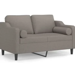 vidaXL 2-Sitzer-Sofa mit Zierkissen Taupe 120 cm Stoff