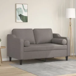 vidaXL 2-Sitzer-Sofa mit Zierkissen Taupe 120 cm Stoff