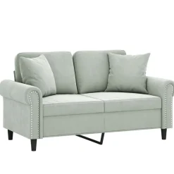 vidaXL 2-Sitzer-Sofa mit Zierkissen Hellgrau 120 cm Samt